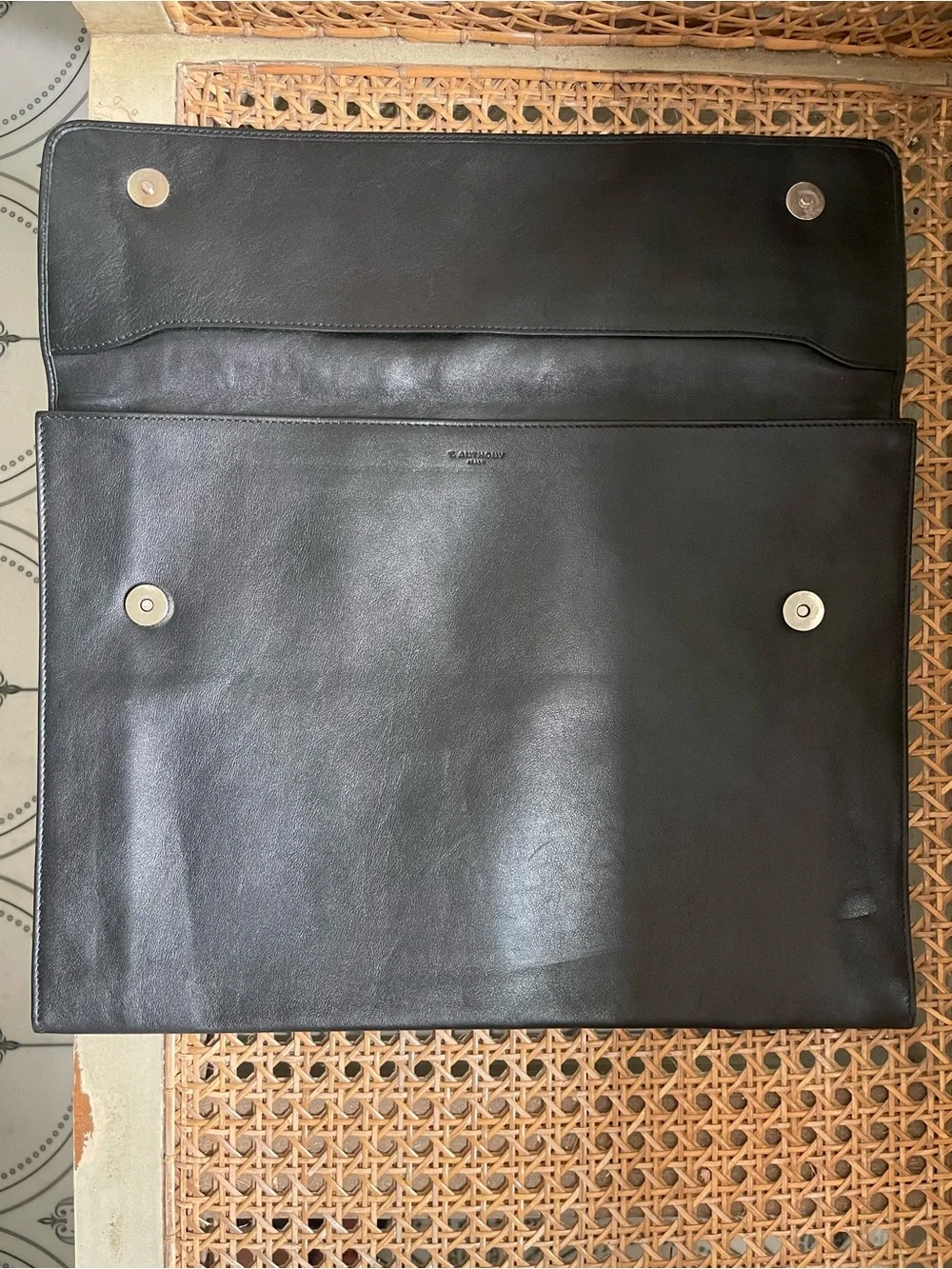 T. Anthony Black Leather Portfolio/Document sleeve